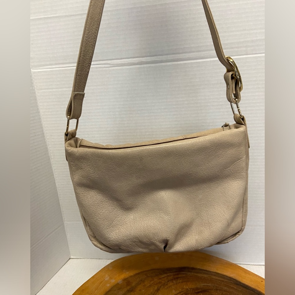 Marco Avane Oatmeal Cream Leather Shoulder Bag with Antler Charm
